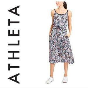 ATHLETA Sunbeam Easy Breezy Midi Dress Small Athletic Dress Rainbow Polyester